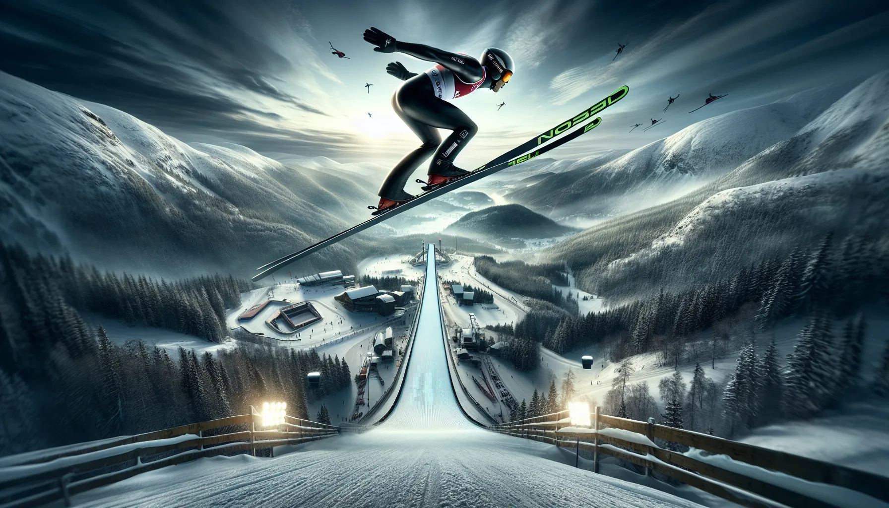 Diagram av hoppbakke med målinger